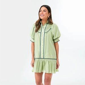 NWT Tnuck Green Puff Sleeve Beatrix Dress